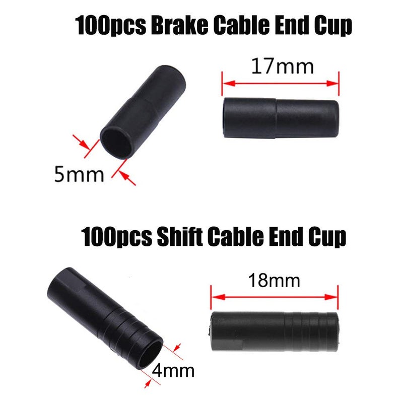 Saipor Saiper 200pcs Bike Derailleur Shift and Brake Wire Cable Housing Ferrule End Caps, 100 pcs for 4mm derailleur /100 pcs for 5mm Brake Cable - Image 4